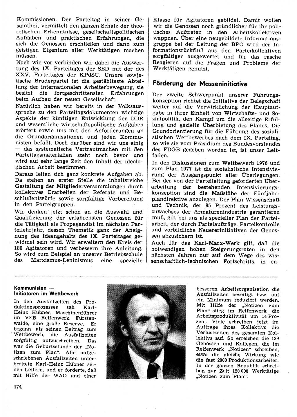 Neuer Weg (NW), Organ des Zentralkomitees (ZK) der SED (Sozialistische Einheitspartei Deutschlands) für Fragen des Parteilebens, 31. Jahrgang [Deutsche Demokratische Republik (DDR)] 1976, Seite 474 (NW ZK SED DDR 1976, S. 474)