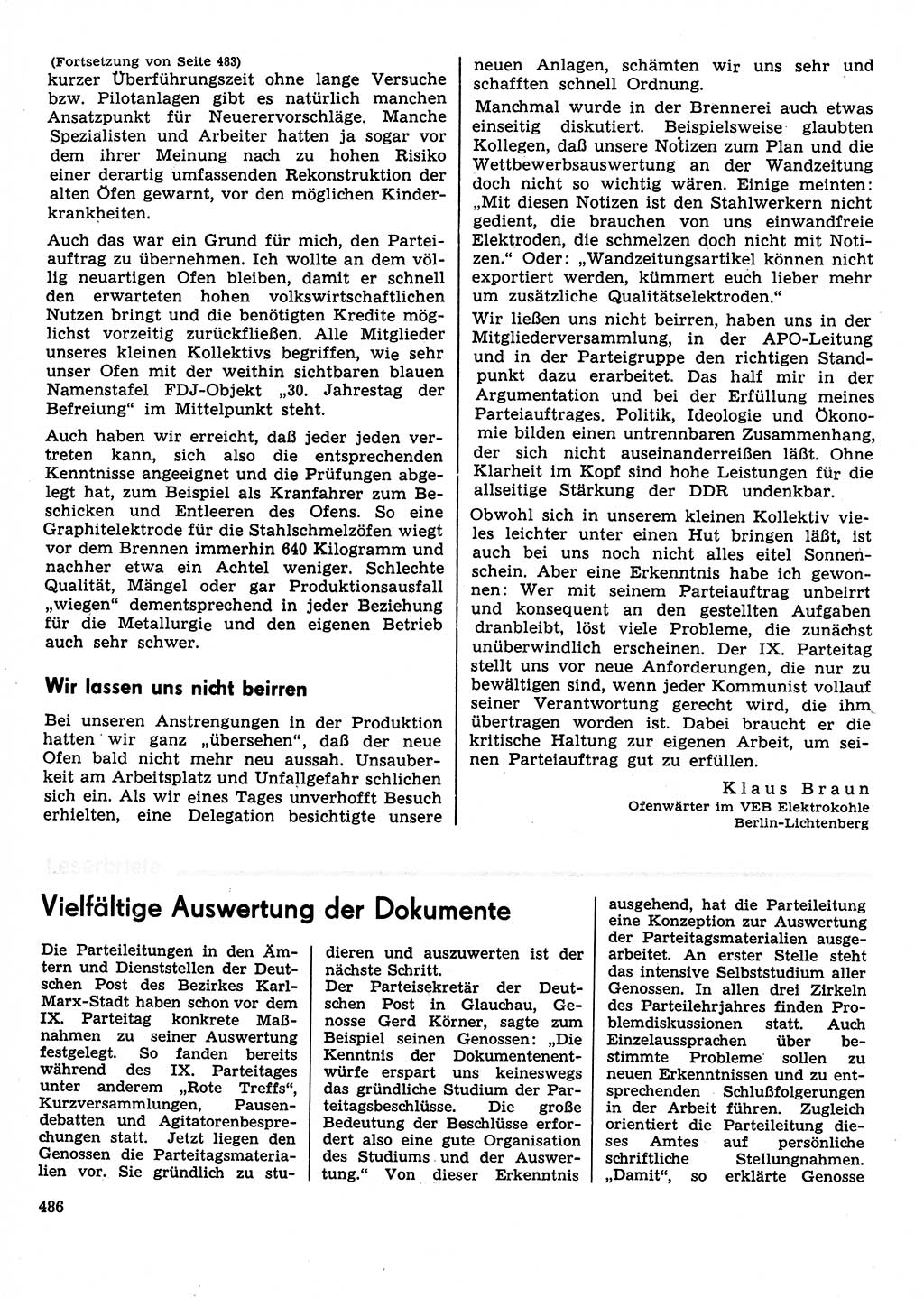 Neuer Weg (NW), Organ des Zentralkomitees (ZK) der SED (Sozialistische Einheitspartei Deutschlands) für Fragen des Parteilebens, 31. Jahrgang [Deutsche Demokratische Republik (DDR)] 1976, Seite 486 (NW ZK SED DDR 1976, S. 486)