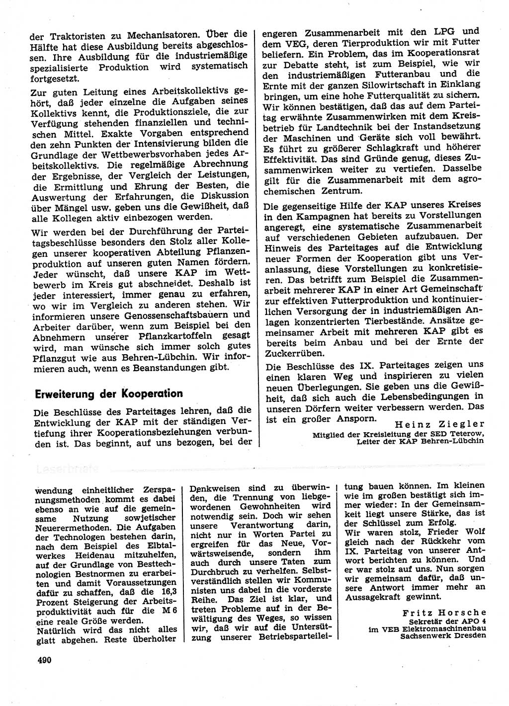 Neuer Weg (NW), Organ des Zentralkomitees (ZK) der SED (Sozialistische Einheitspartei Deutschlands) für Fragen des Parteilebens, 31. Jahrgang [Deutsche Demokratische Republik (DDR)] 1976, Seite 490 (NW ZK SED DDR 1976, S. 490)