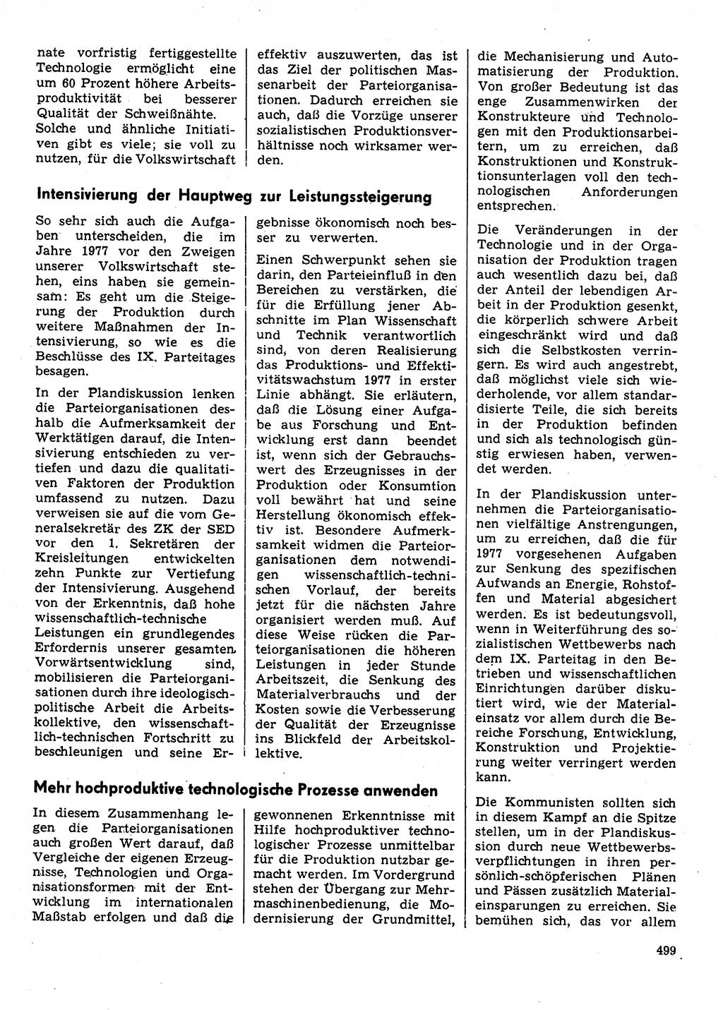Neuer Weg (NW), Organ des Zentralkomitees (ZK) der SED (Sozialistische Einheitspartei Deutschlands) für Fragen des Parteilebens, 31. Jahrgang [Deutsche Demokratische Republik (DDR)] 1976, Seite 499 (NW ZK SED DDR 1976, S. 499)