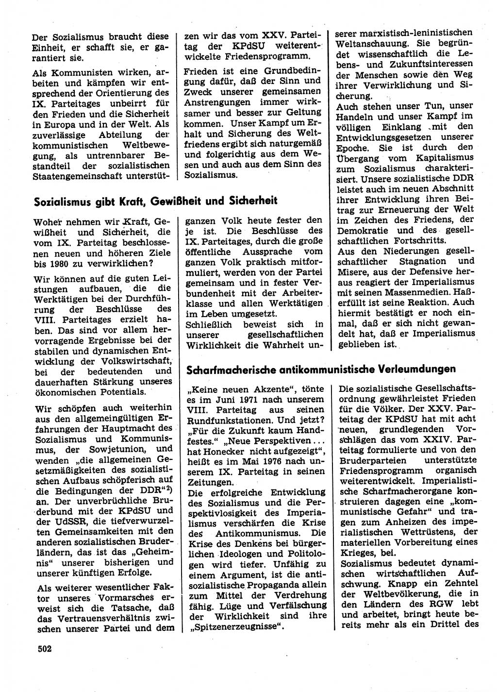 Neuer Weg (NW), Organ des Zentralkomitees (ZK) der SED (Sozialistische Einheitspartei Deutschlands) für Fragen des Parteilebens, 31. Jahrgang [Deutsche Demokratische Republik (DDR)] 1976, Seite 502 (NW ZK SED DDR 1976, S. 502)
