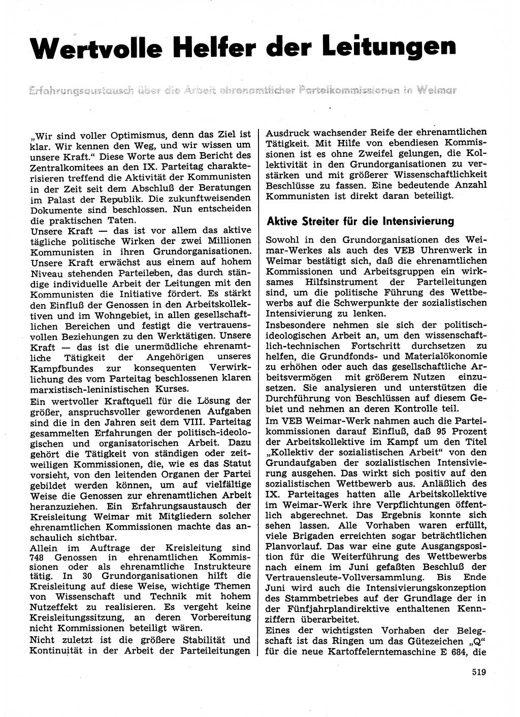 Neuer Weg (NW), Organ des Zentralkomitees (ZK) der SED (Sozialistische Einheitspartei Deutschlands) für Fragen des Parteilebens, 31. Jahrgang [Deutsche Demokratische Republik (DDR)] 1976, Seite 519 (NW ZK SED DDR 1976, S. 519)