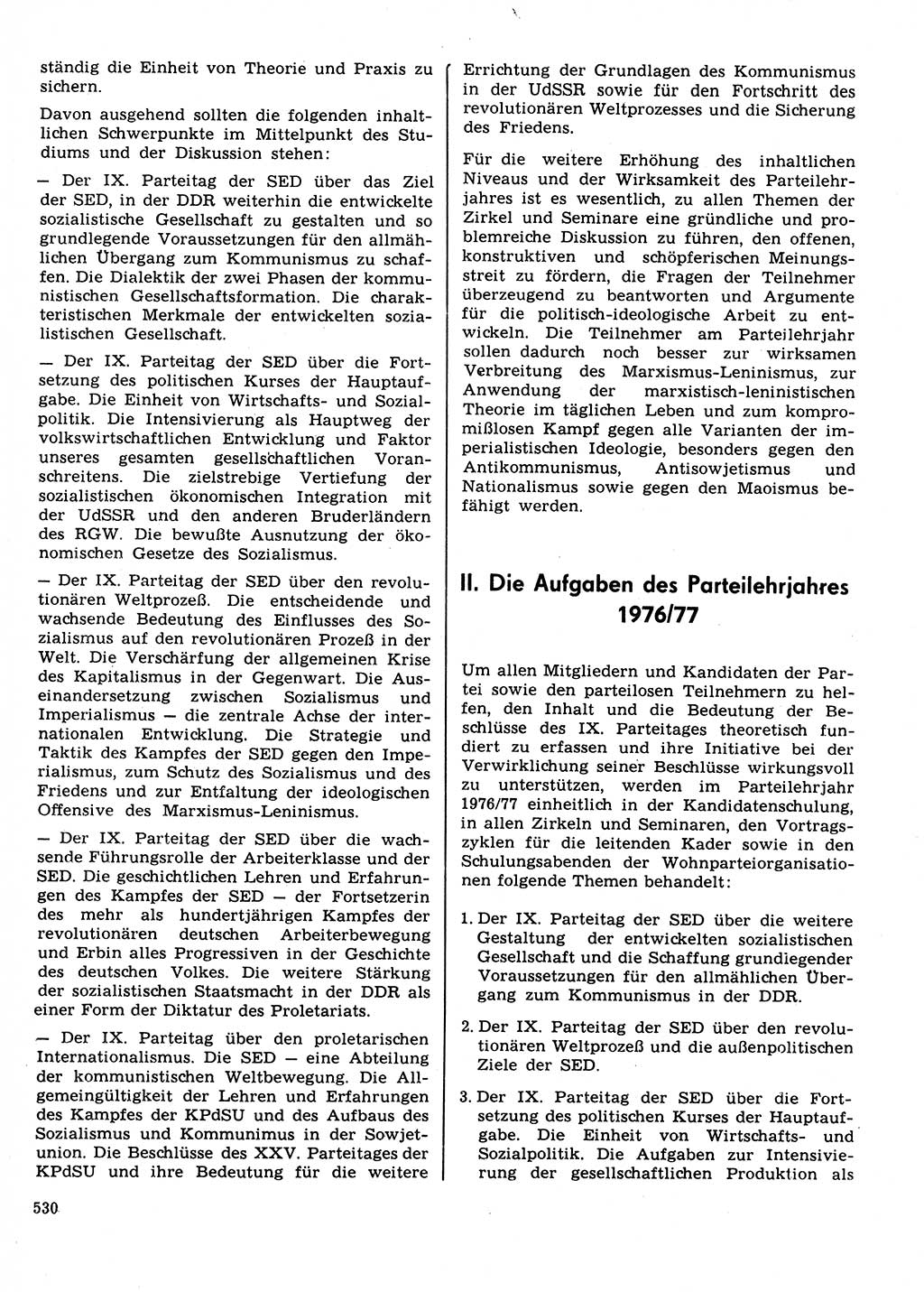 Neuer Weg (NW), Organ des Zentralkomitees (ZK) der SED (Sozialistische Einheitspartei Deutschlands) für Fragen des Parteilebens, 31. Jahrgang [Deutsche Demokratische Republik (DDR)] 1976, Seite 530 (NW ZK SED DDR 1976, S. 530)