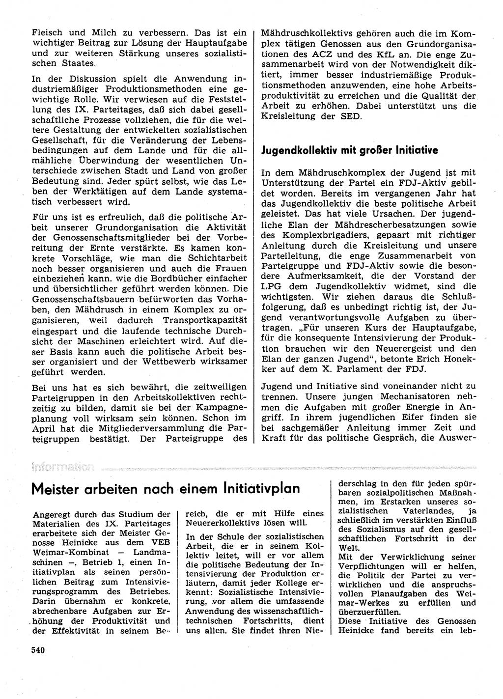 Neuer Weg (NW), Organ des Zentralkomitees (ZK) der SED (Sozialistische Einheitspartei Deutschlands) fÃ¼r Fragen des Parteilebens, 31. Jahrgang [Deutsche Demokratische Republik (DDR)] 1976, Seite 540 (NW ZK SED DDR 1976, S. 540)