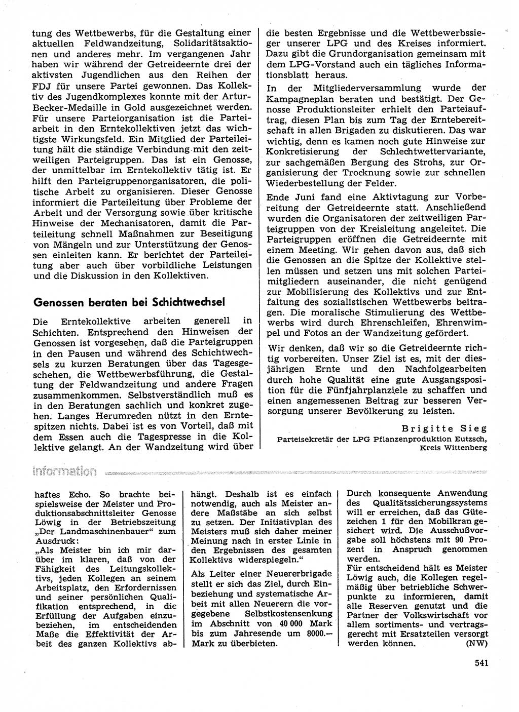 Neuer Weg (NW), Organ des Zentralkomitees (ZK) der SED (Sozialistische Einheitspartei Deutschlands) für Fragen des Parteilebens, 31. Jahrgang [Deutsche Demokratische Republik (DDR)] 1976, Seite 541 (NW ZK SED DDR 1976, S. 541)