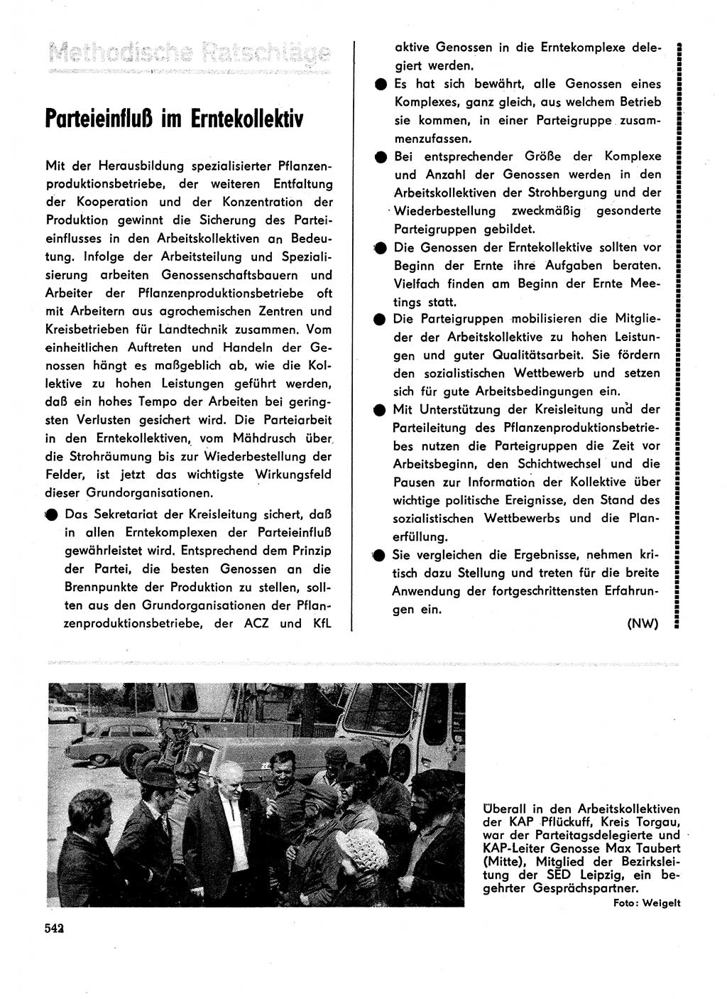 Neuer Weg (NW), Organ des Zentralkomitees (ZK) der SED (Sozialistische Einheitspartei Deutschlands) für Fragen des Parteilebens, 31. Jahrgang [Deutsche Demokratische Republik (DDR)] 1976, Seite 542 (NW ZK SED DDR 1976, S. 542)