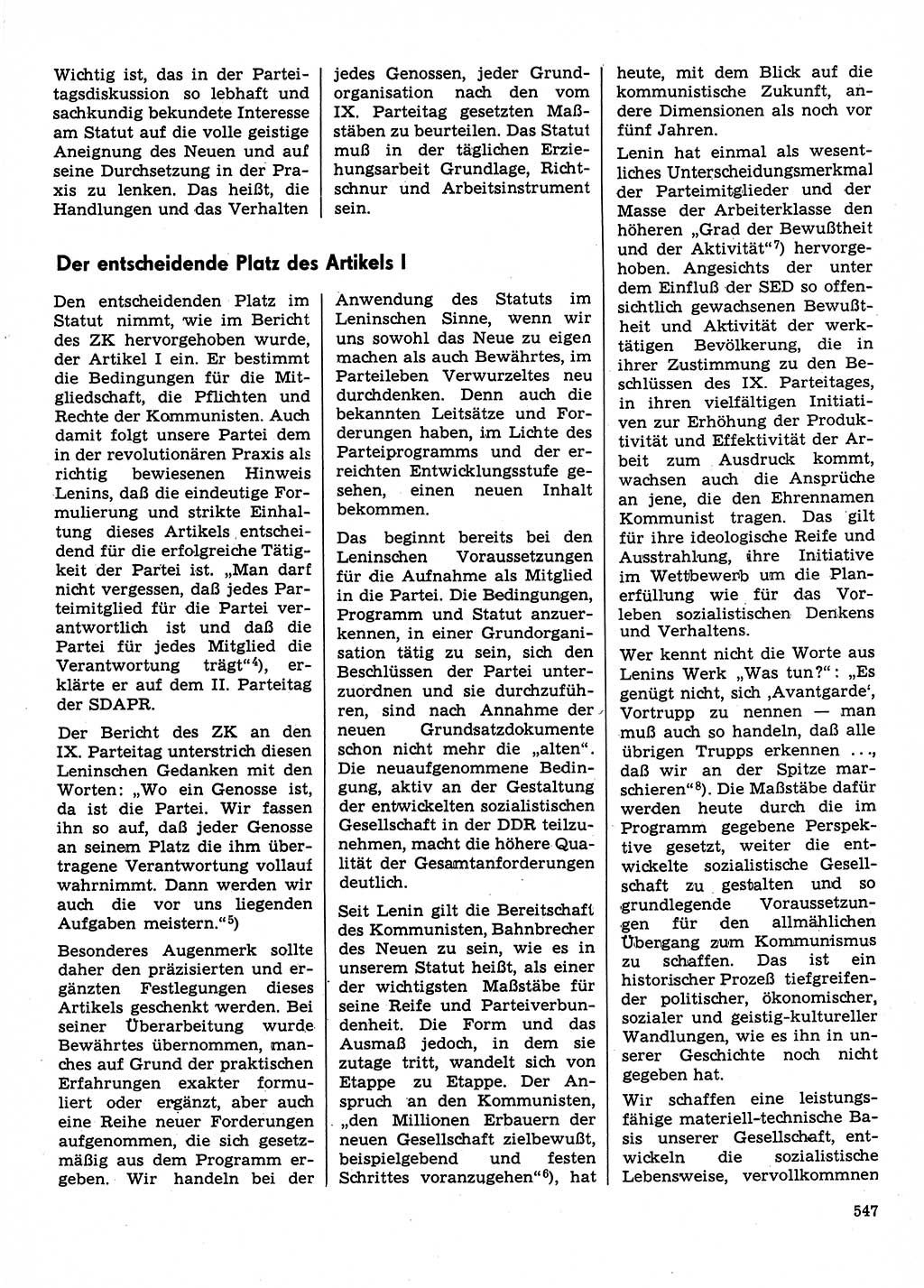 Neuer Weg (NW), Organ des Zentralkomitees (ZK) der SED (Sozialistische Einheitspartei Deutschlands) für Fragen des Parteilebens, 31. Jahrgang [Deutsche Demokratische Republik (DDR)] 1976, Seite 547 (NW ZK SED DDR 1976, S. 547)