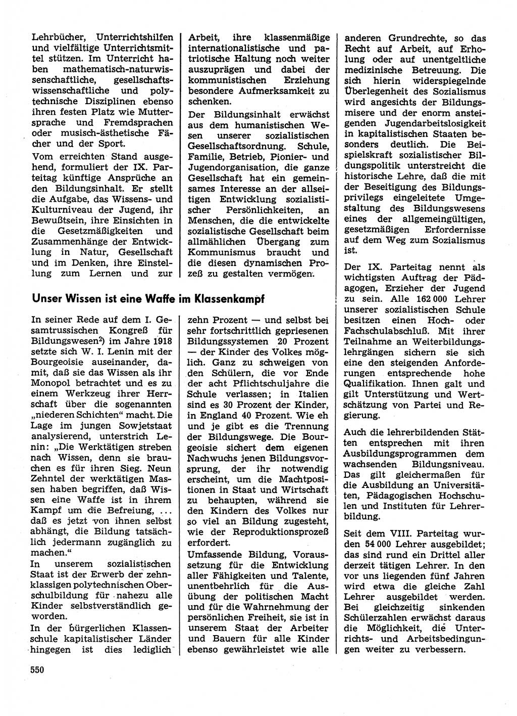Neuer Weg (NW), Organ des Zentralkomitees (ZK) der SED (Sozialistische Einheitspartei Deutschlands) für Fragen des Parteilebens, 31. Jahrgang [Deutsche Demokratische Republik (DDR)] 1976, Seite 550 (NW ZK SED DDR 1976, S. 550)