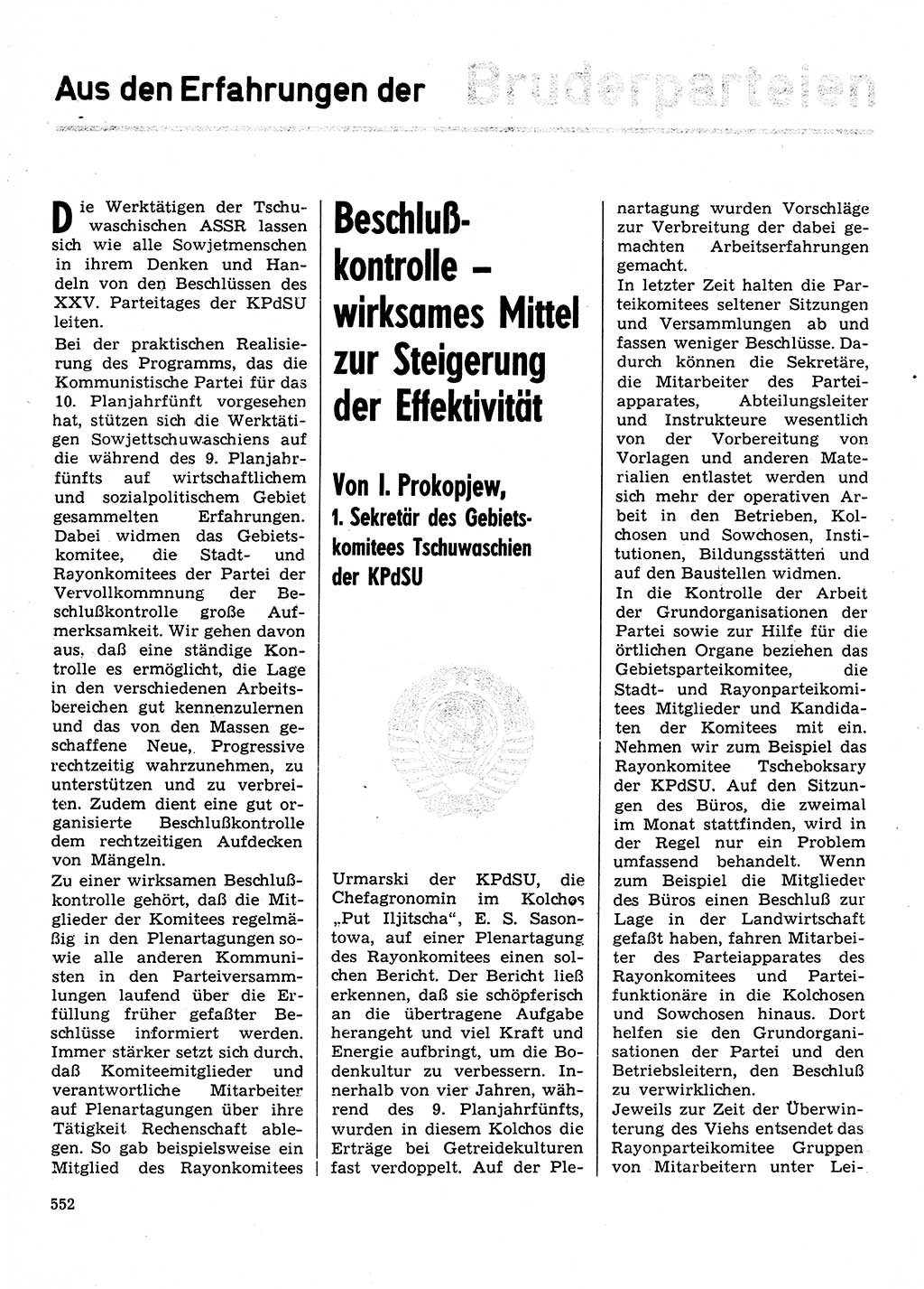 Neuer Weg (NW), Organ des Zentralkomitees (ZK) der SED (Sozialistische Einheitspartei Deutschlands) für Fragen des Parteilebens, 31. Jahrgang [Deutsche Demokratische Republik (DDR)] 1976, Seite 552 (NW ZK SED DDR 1976, S. 552)