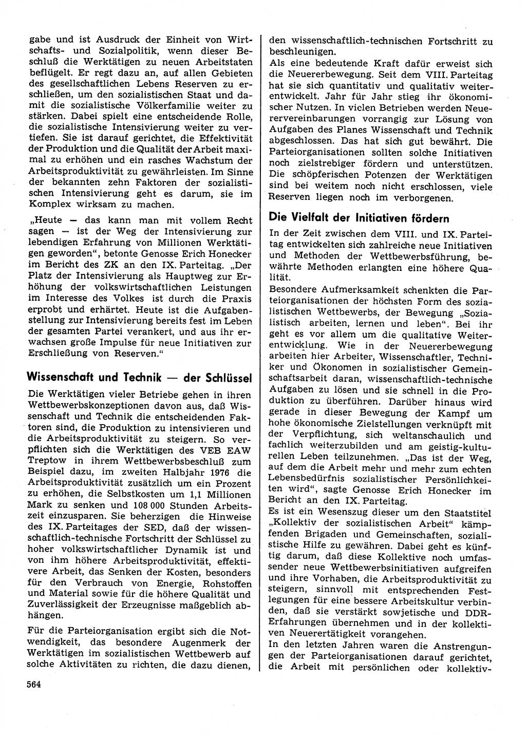 Neuer Weg (NW), Organ des Zentralkomitees (ZK) der SED (Sozialistische Einheitspartei Deutschlands) für Fragen des Parteilebens, 31. Jahrgang [Deutsche Demokratische Republik (DDR)] 1976, Seite 564 (NW ZK SED DDR 1976, S. 564)