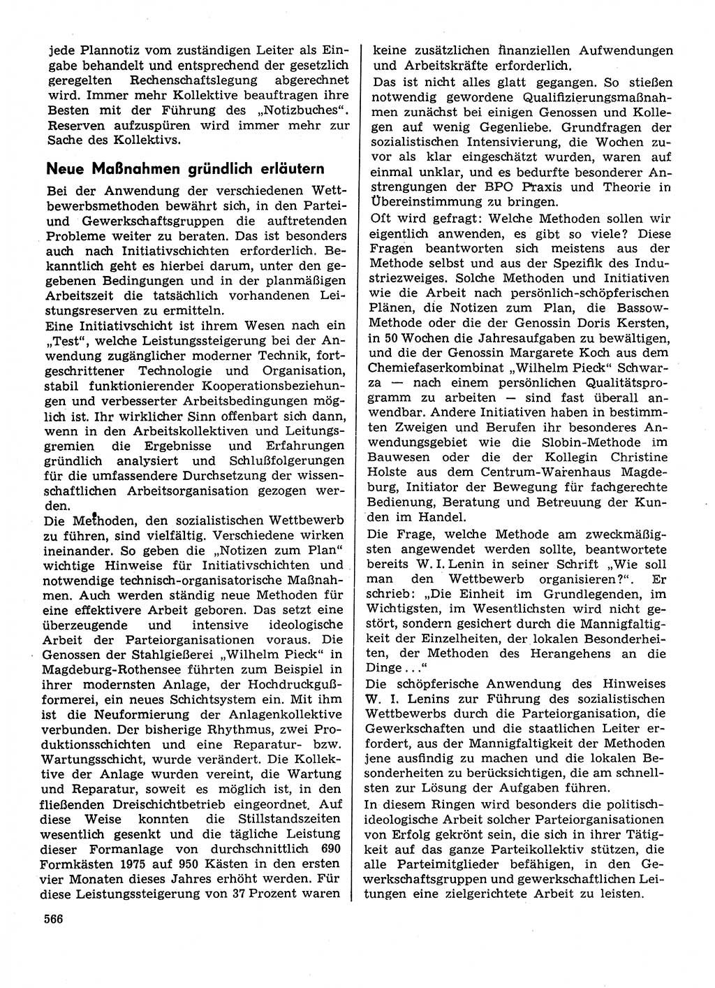 Neuer Weg (NW), Organ des Zentralkomitees (ZK) der SED (Sozialistische Einheitspartei Deutschlands) für Fragen des Parteilebens, 31. Jahrgang [Deutsche Demokratische Republik (DDR)] 1976, Seite 566 (NW ZK SED DDR 1976, S. 566)