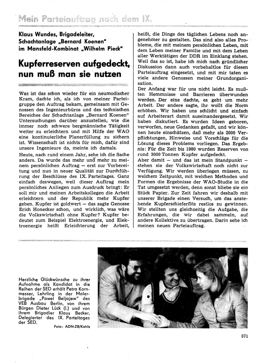 Neuer Weg (NW), Organ des Zentralkomitees (ZK) der SED (Sozialistische Einheitspartei Deutschlands) für Fragen des Parteilebens, 31. Jahrgang [Deutsche Demokratische Republik (DDR)] 1976, Seite 571 (NW ZK SED DDR 1976, S. 571)