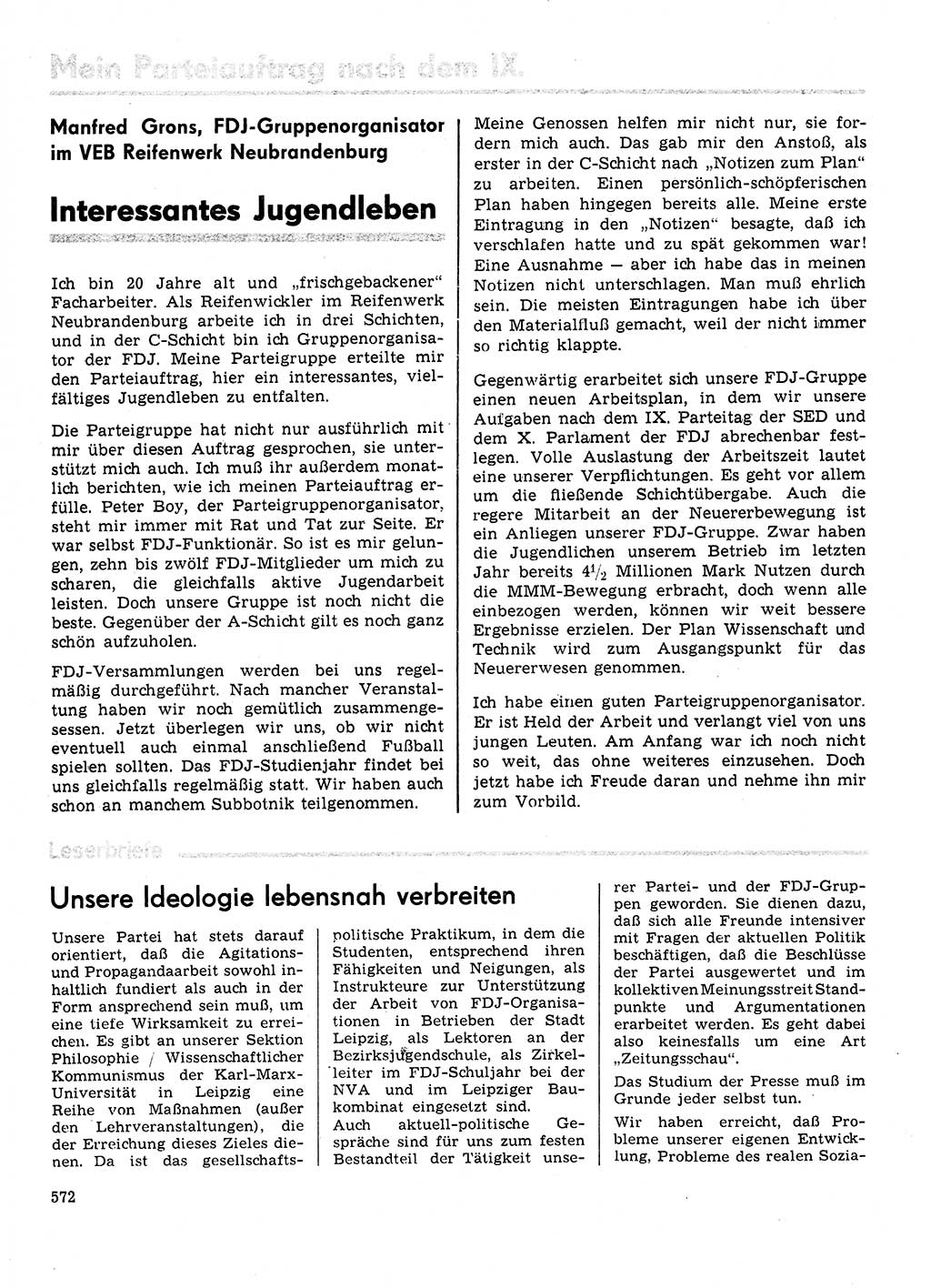 Neuer Weg (NW), Organ des Zentralkomitees (ZK) der SED (Sozialistische Einheitspartei Deutschlands) für Fragen des Parteilebens, 31. Jahrgang [Deutsche Demokratische Republik (DDR)] 1976, Seite 572 (NW ZK SED DDR 1976, S. 572)