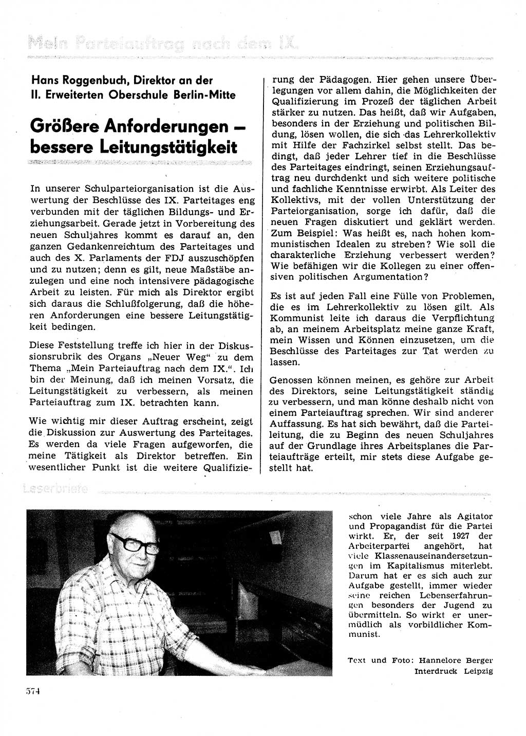 Neuer Weg (NW), Organ des Zentralkomitees (ZK) der SED (Sozialistische Einheitspartei Deutschlands) für Fragen des Parteilebens, 31. Jahrgang [Deutsche Demokratische Republik (DDR)] 1976, Seite 574 (NW ZK SED DDR 1976, S. 574)