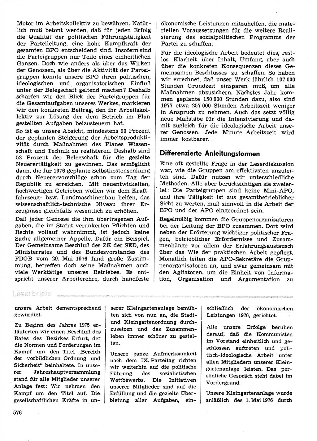 Neuer Weg (NW), Organ des Zentralkomitees (ZK) der SED (Sozialistische Einheitspartei Deutschlands) für Fragen des Parteilebens, 31. Jahrgang [Deutsche Demokratische Republik (DDR)] 1976, Seite 576 (NW ZK SED DDR 1976, S. 576)