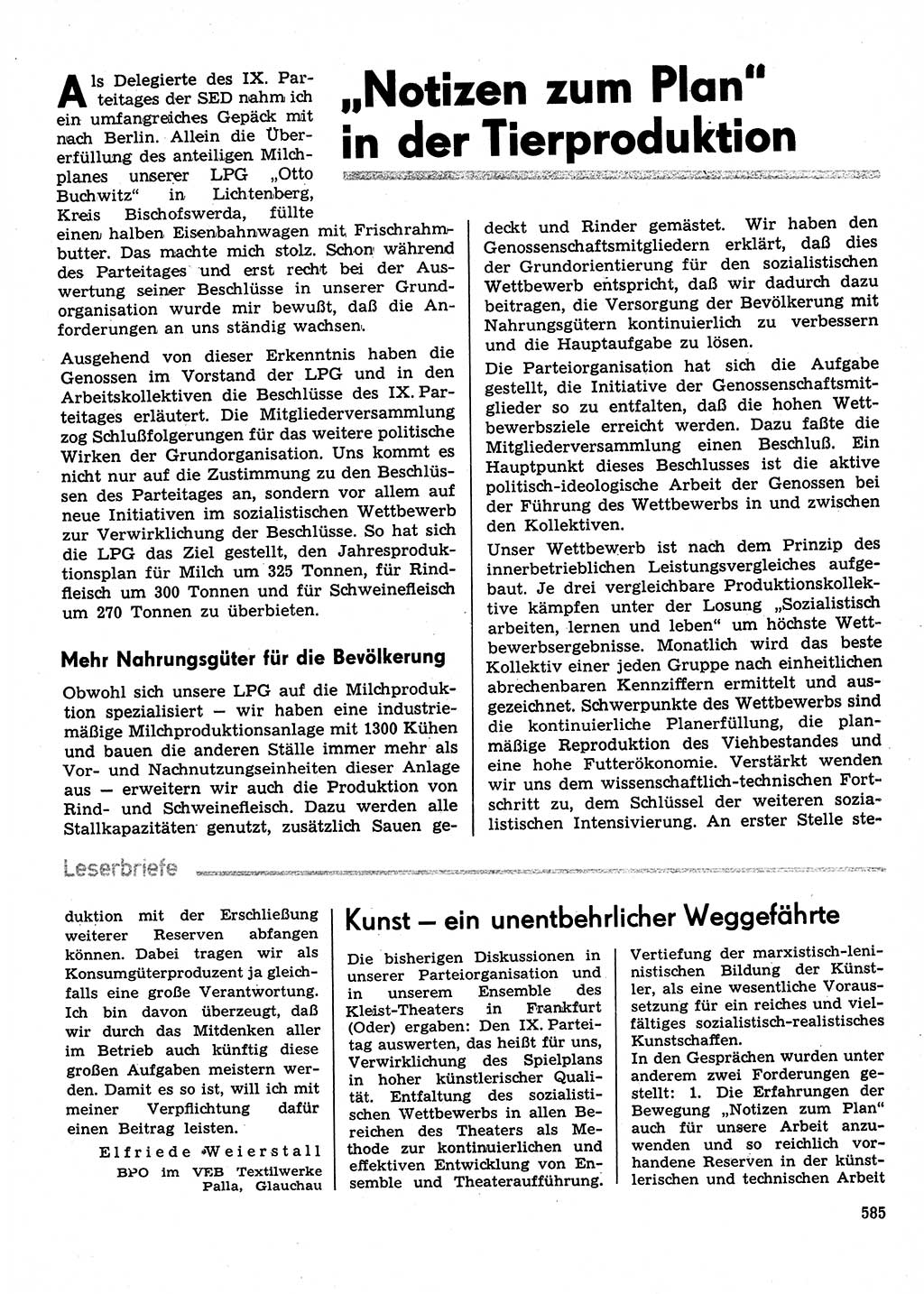 Neuer Weg (NW), Organ des Zentralkomitees (ZK) der SED (Sozialistische Einheitspartei Deutschlands) für Fragen des Parteilebens, 31. Jahrgang [Deutsche Demokratische Republik (DDR)] 1976, Seite 585 (NW ZK SED DDR 1976, S. 585)