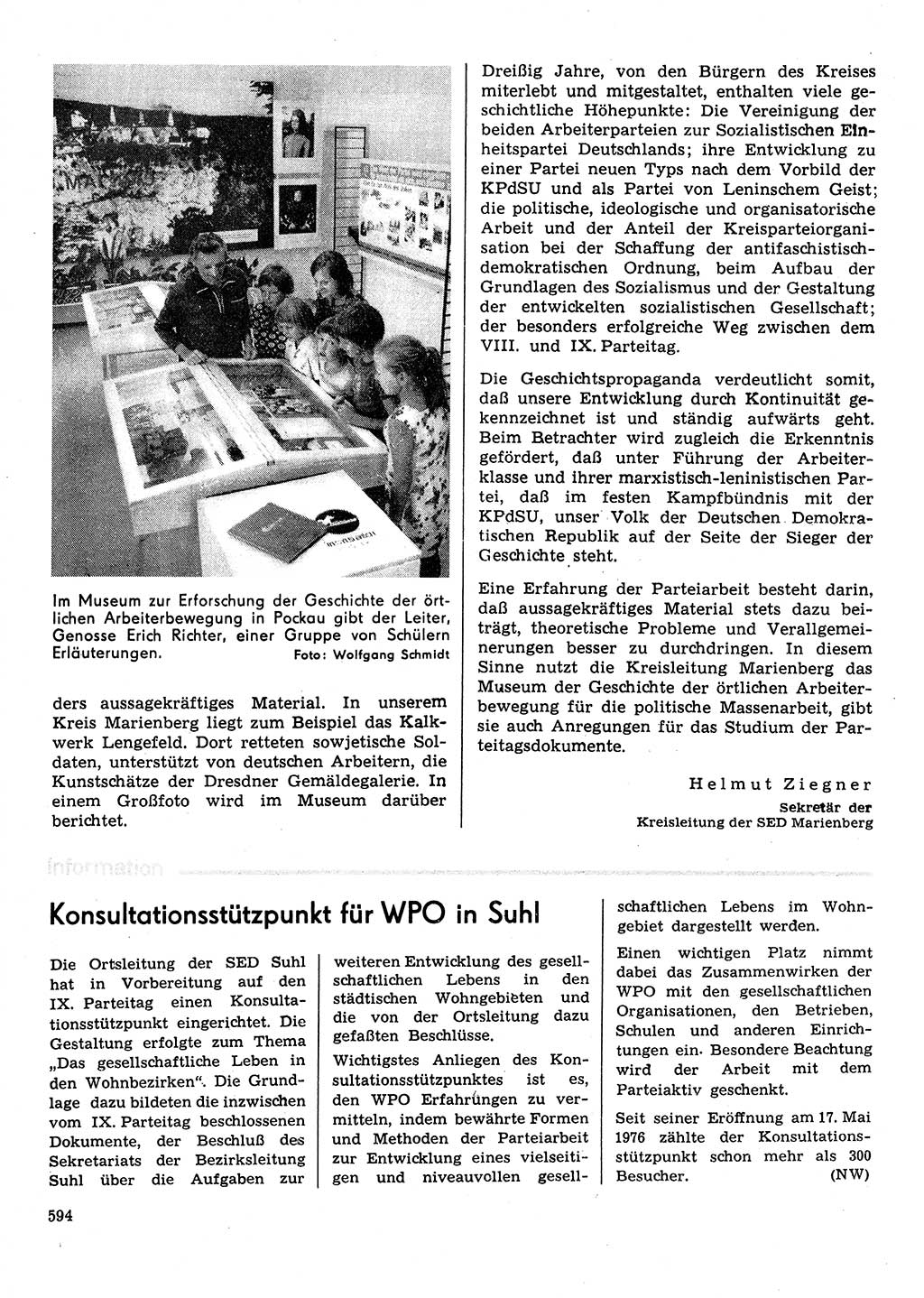 Neuer Weg (NW), Organ des Zentralkomitees (ZK) der SED (Sozialistische Einheitspartei Deutschlands) für Fragen des Parteilebens, 31. Jahrgang [Deutsche Demokratische Republik (DDR)] 1976, Seite 594 (NW ZK SED DDR 1976, S. 594)