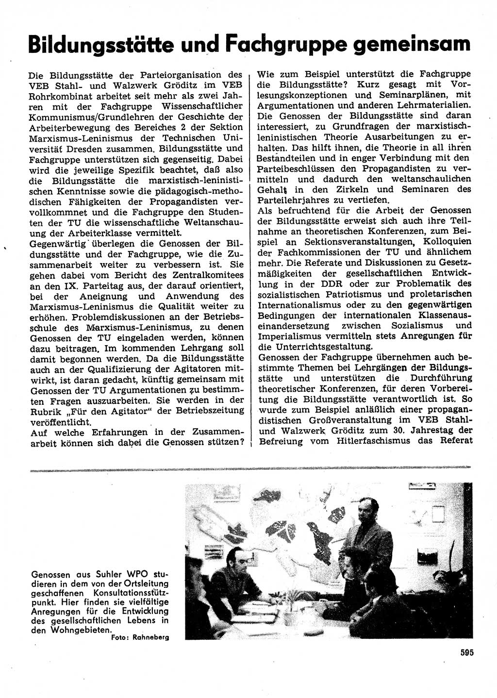 Neuer Weg (NW), Organ des Zentralkomitees (ZK) der SED (Sozialistische Einheitspartei Deutschlands) für Fragen des Parteilebens, 31. Jahrgang [Deutsche Demokratische Republik (DDR)] 1976, Seite 595 (NW ZK SED DDR 1976, S. 595)