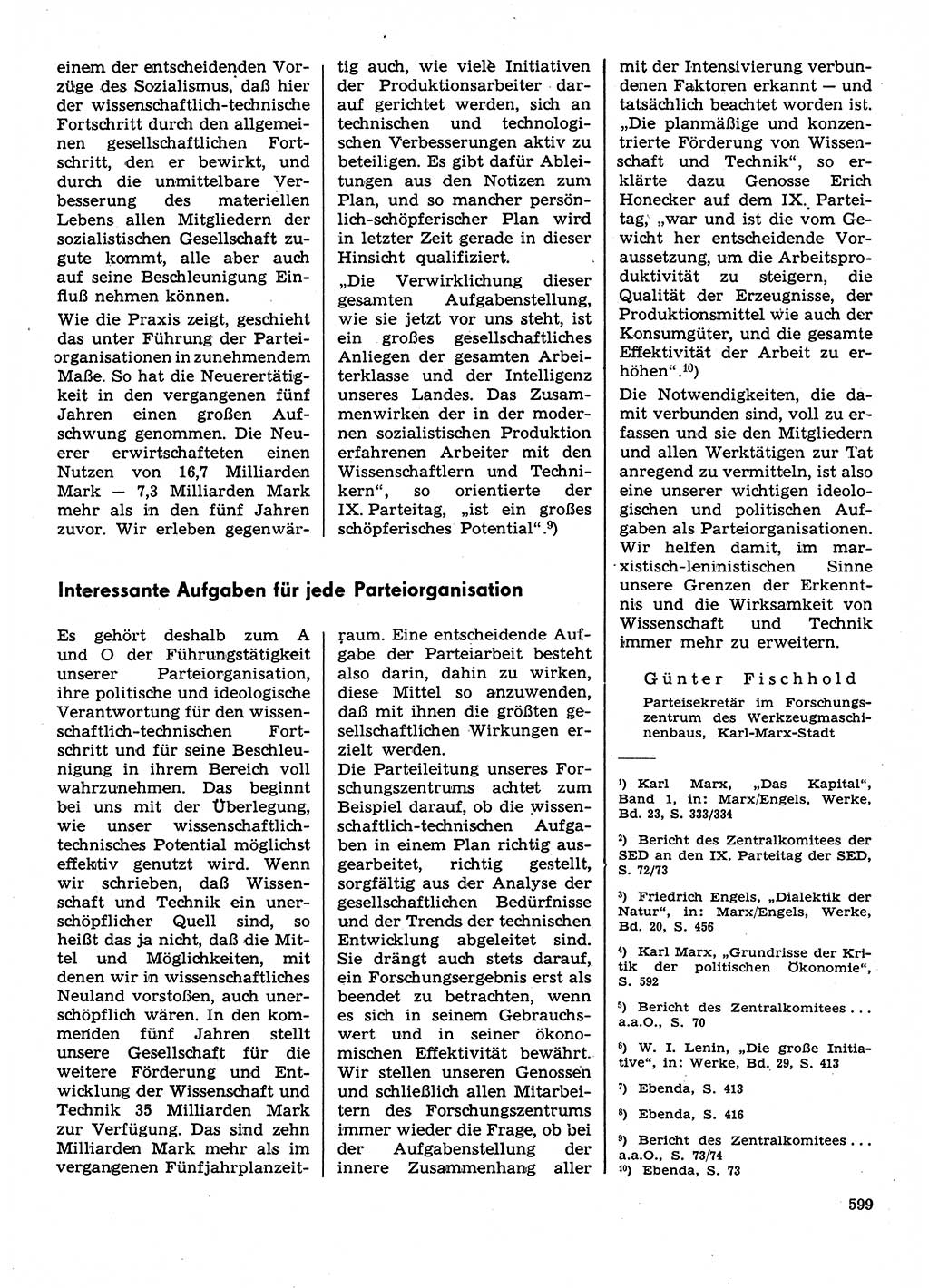 Neuer Weg (NW), Organ des Zentralkomitees (ZK) der SED (Sozialistische Einheitspartei Deutschlands) für Fragen des Parteilebens, 31. Jahrgang [Deutsche Demokratische Republik (DDR)] 1976, Seite 599 (NW ZK SED DDR 1976, S. 599)