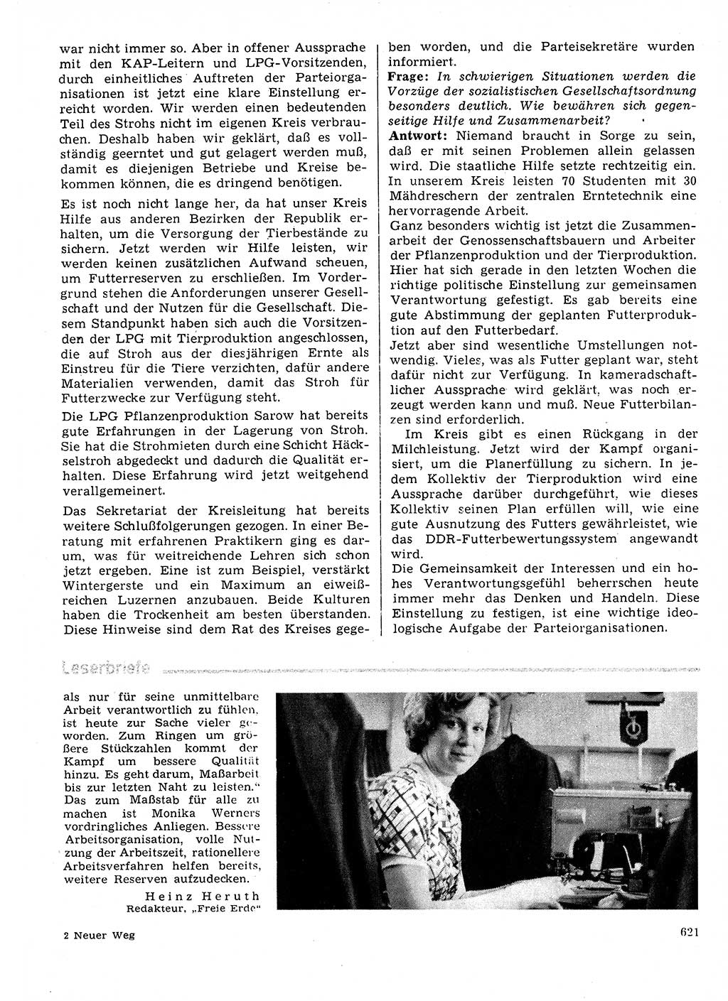 Neuer Weg (NW), Organ des Zentralkomitees (ZK) der SED (Sozialistische Einheitspartei Deutschlands) für Fragen des Parteilebens, 31. Jahrgang [Deutsche Demokratische Republik (DDR)] 1976, Seite 621 (NW ZK SED DDR 1976, S. 621)