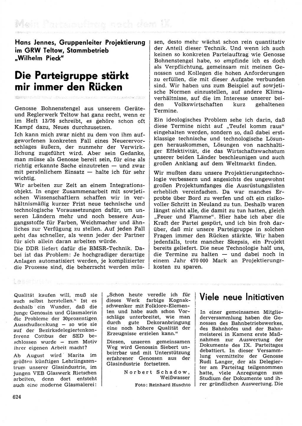 Neuer Weg (NW), Organ des Zentralkomitees (ZK) der SED (Sozialistische Einheitspartei Deutschlands) für Fragen des Parteilebens, 31. Jahrgang [Deutsche Demokratische Republik (DDR)] 1976, Seite 624 (NW ZK SED DDR 1976, S. 624)
