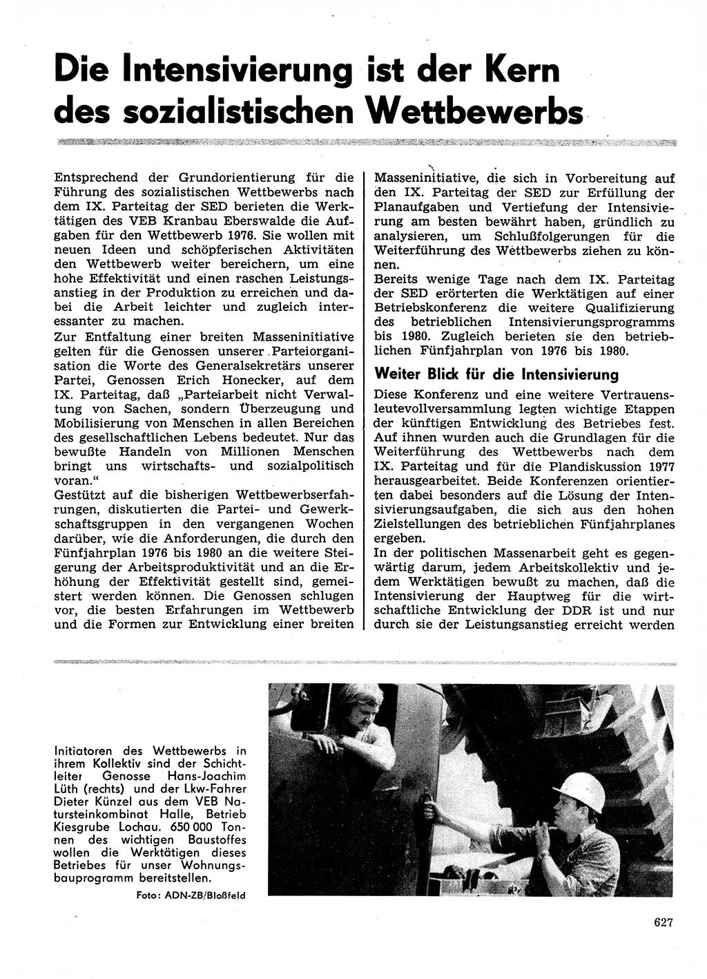 Neuer Weg (NW), Organ des Zentralkomitees (ZK) der SED (Sozialistische Einheitspartei Deutschlands) für Fragen des Parteilebens, 31. Jahrgang [Deutsche Demokratische Republik (DDR)] 1976, Seite 627 (NW ZK SED DDR 1976, S. 627)