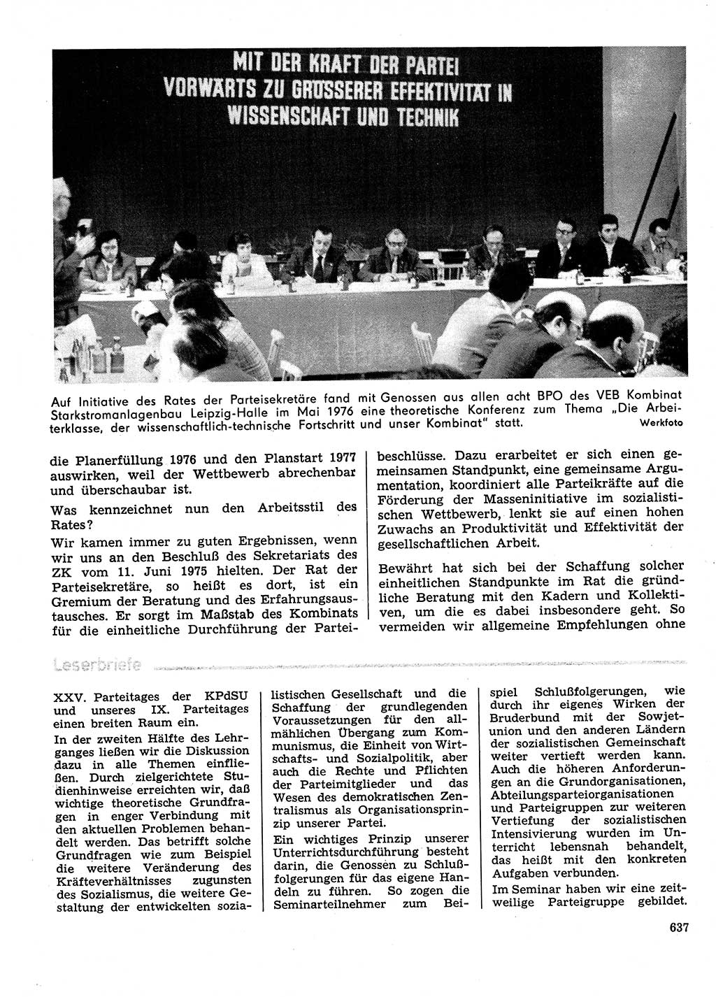 Neuer Weg (NW), Organ des Zentralkomitees (ZK) der SED (Sozialistische Einheitspartei Deutschlands) für Fragen des Parteilebens, 31. Jahrgang [Deutsche Demokratische Republik (DDR)] 1976, Seite 637 (NW ZK SED DDR 1976, S. 637)
