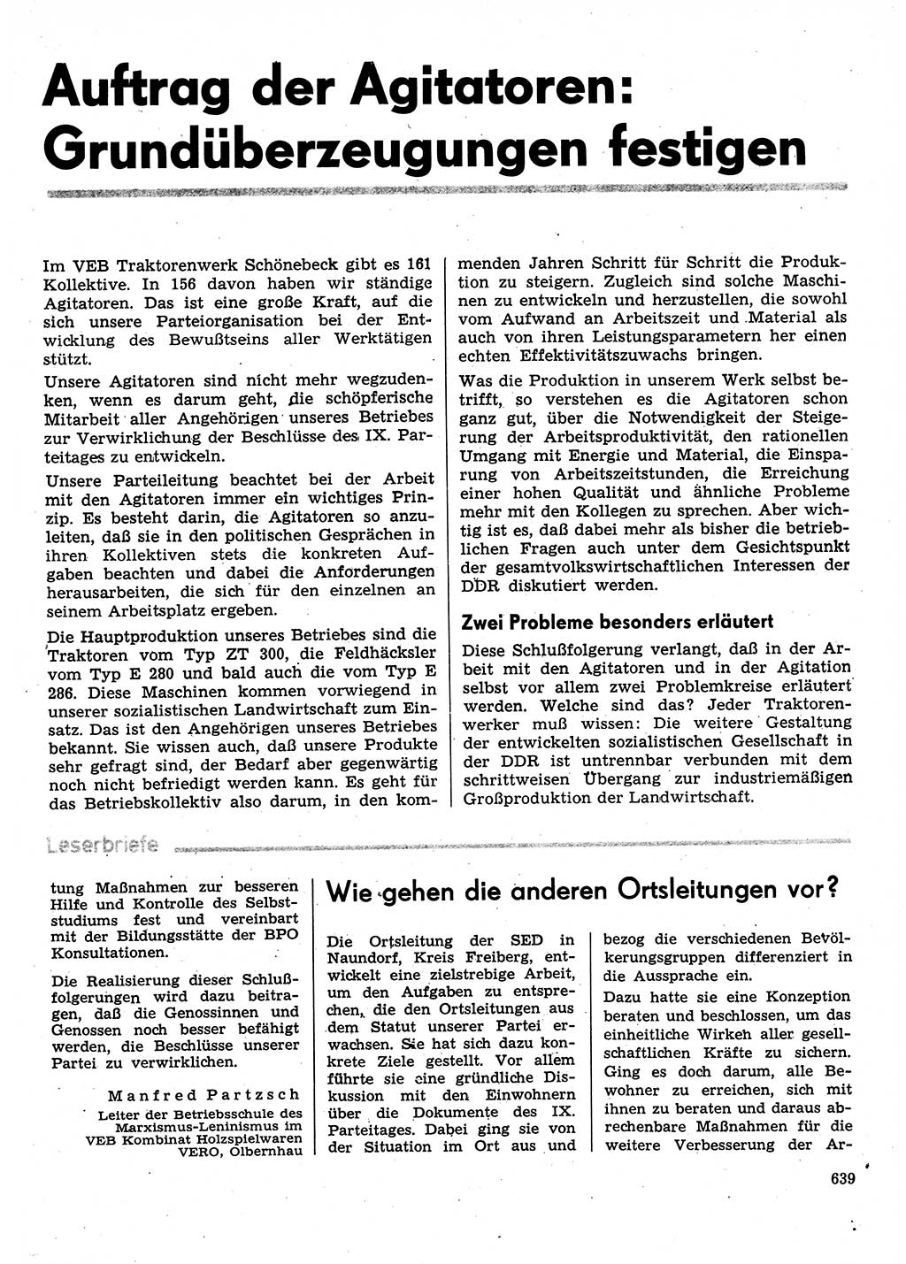 Neuer Weg (NW), Organ des Zentralkomitees (ZK) der SED (Sozialistische Einheitspartei Deutschlands) für Fragen des Parteilebens, 31. Jahrgang [Deutsche Demokratische Republik (DDR)] 1976, Seite 639 (NW ZK SED DDR 1976, S. 639)