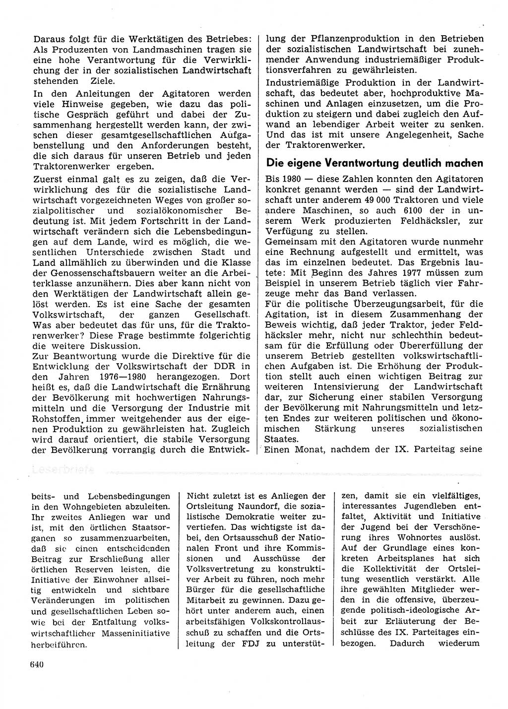 Neuer Weg (NW), Organ des Zentralkomitees (ZK) der SED (Sozialistische Einheitspartei Deutschlands) für Fragen des Parteilebens, 31. Jahrgang [Deutsche Demokratische Republik (DDR)] 1976, Seite 640 (NW ZK SED DDR 1976, S. 640)