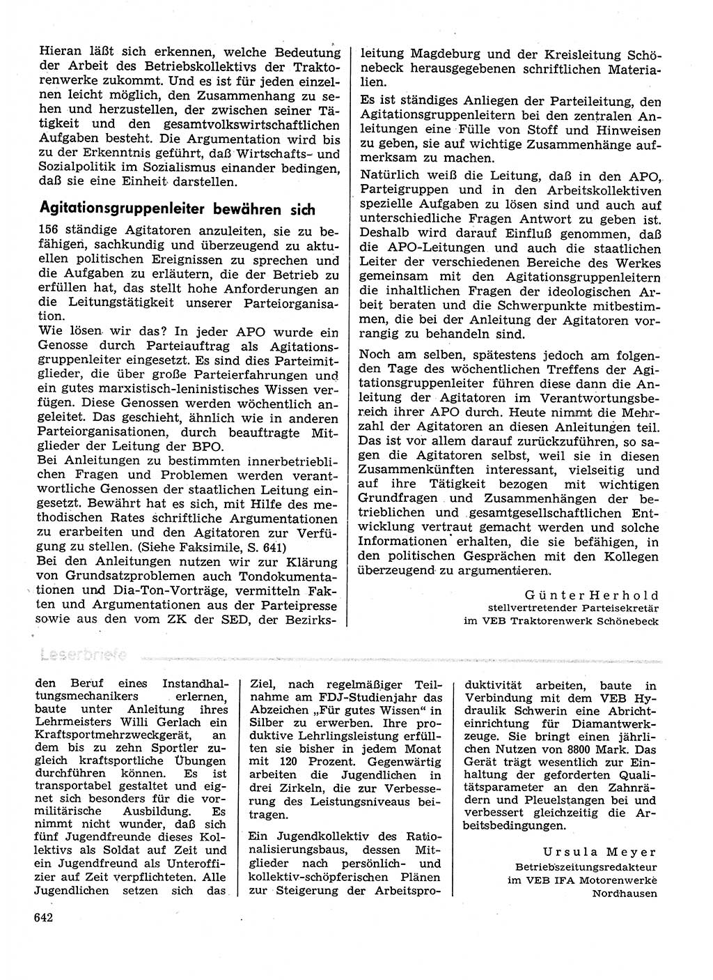 Neuer Weg (NW), Organ des Zentralkomitees (ZK) der SED (Sozialistische Einheitspartei Deutschlands) für Fragen des Parteilebens, 31. Jahrgang [Deutsche Demokratische Republik (DDR)] 1976, Seite 642 (NW ZK SED DDR 1976, S. 642)