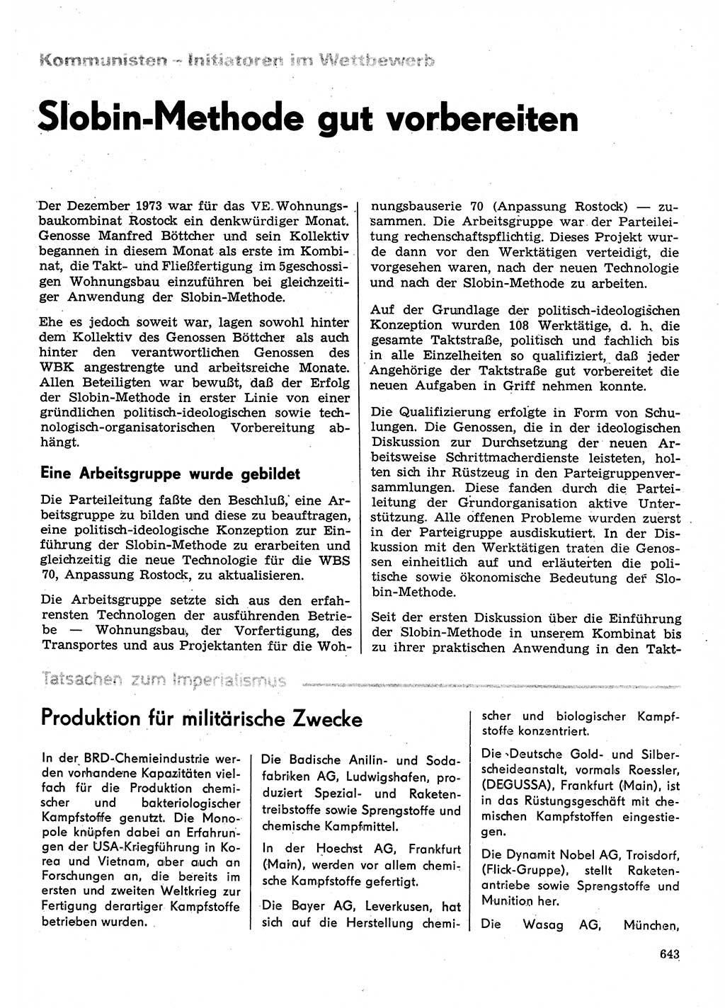 Neuer Weg (NW), Organ des Zentralkomitees (ZK) der SED (Sozialistische Einheitspartei Deutschlands) für Fragen des Parteilebens, 31. Jahrgang [Deutsche Demokratische Republik (DDR)] 1976, Seite 643 (NW ZK SED DDR 1976, S. 643)