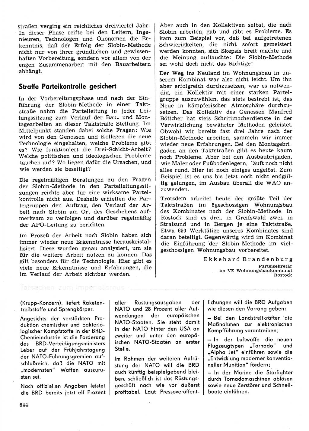 Neuer Weg (NW), Organ des Zentralkomitees (ZK) der SED (Sozialistische Einheitspartei Deutschlands) für Fragen des Parteilebens, 31. Jahrgang [Deutsche Demokratische Republik (DDR)] 1976, Seite 644 (NW ZK SED DDR 1976, S. 644)