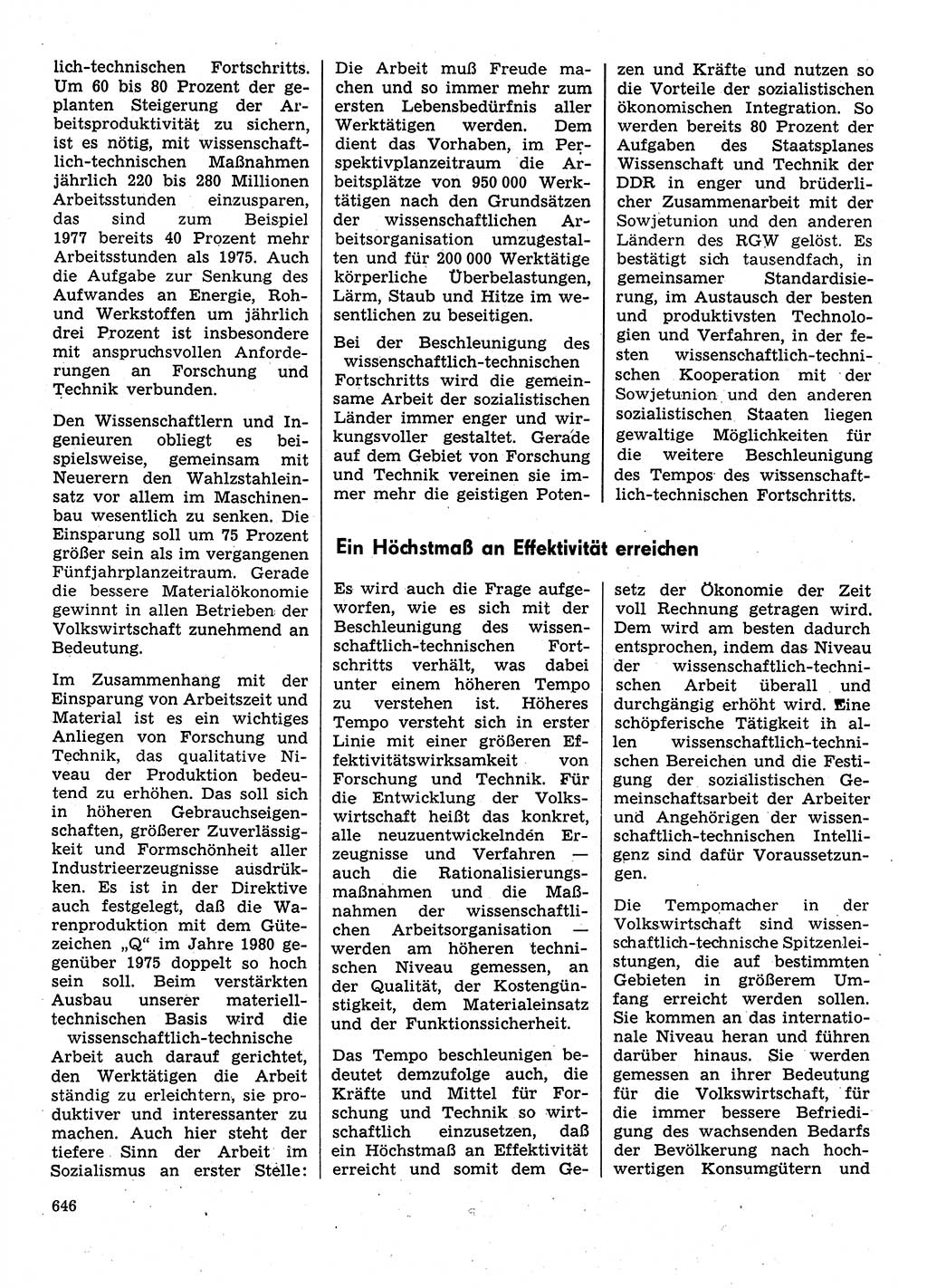 Neuer Weg (NW), Organ des Zentralkomitees (ZK) der SED (Sozialistische Einheitspartei Deutschlands) für Fragen des Parteilebens, 31. Jahrgang [Deutsche Demokratische Republik (DDR)] 1976, Seite 646 (NW ZK SED DDR 1976, S. 646)