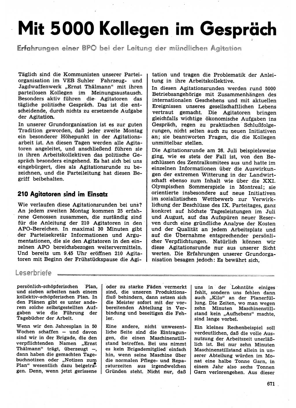 Neuer Weg (NW), Organ des Zentralkomitees (ZK) der SED (Sozialistische Einheitspartei Deutschlands) für Fragen des Parteilebens, 31. Jahrgang [Deutsche Demokratische Republik (DDR)] 1976, Seite 671 (NW ZK SED DDR 1976, S. 671)