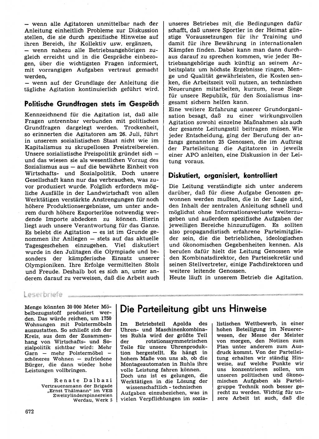 Neuer Weg (NW), Organ des Zentralkomitees (ZK) der SED (Sozialistische Einheitspartei Deutschlands) für Fragen des Parteilebens, 31. Jahrgang [Deutsche Demokratische Republik (DDR)] 1976, Seite 672 (NW ZK SED DDR 1976, S. 672)