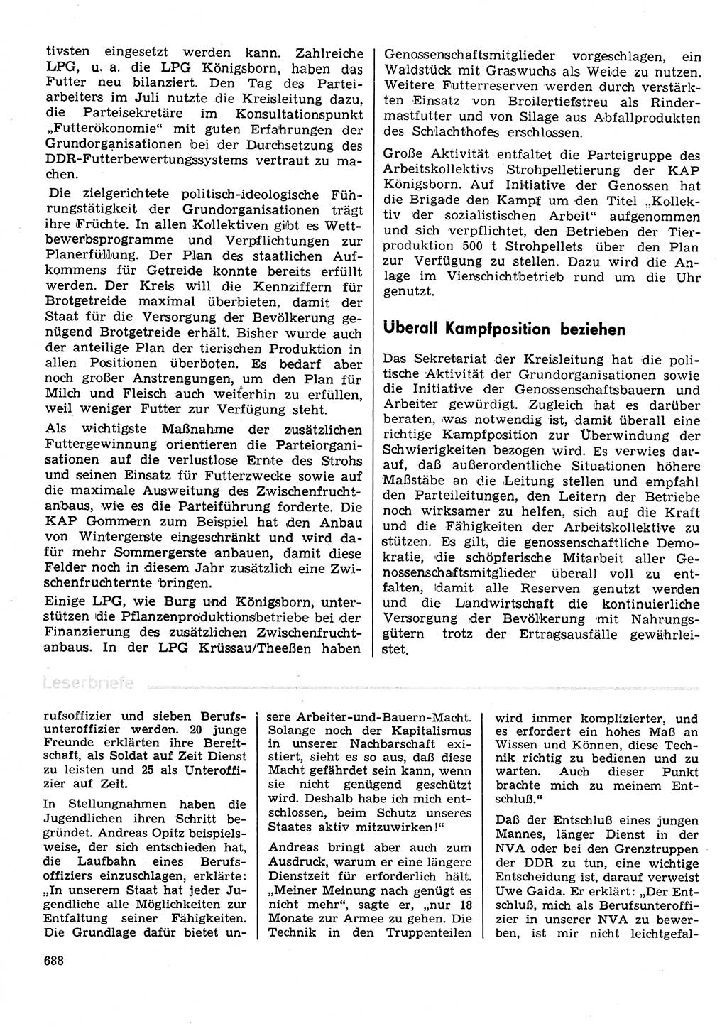 Neuer Weg (NW), Organ des Zentralkomitees (ZK) der SED (Sozialistische Einheitspartei Deutschlands) für Fragen des Parteilebens, 31. Jahrgang [Deutsche Demokratische Republik (DDR)] 1976, Seite 688 (NW ZK SED DDR 1976, S. 688)