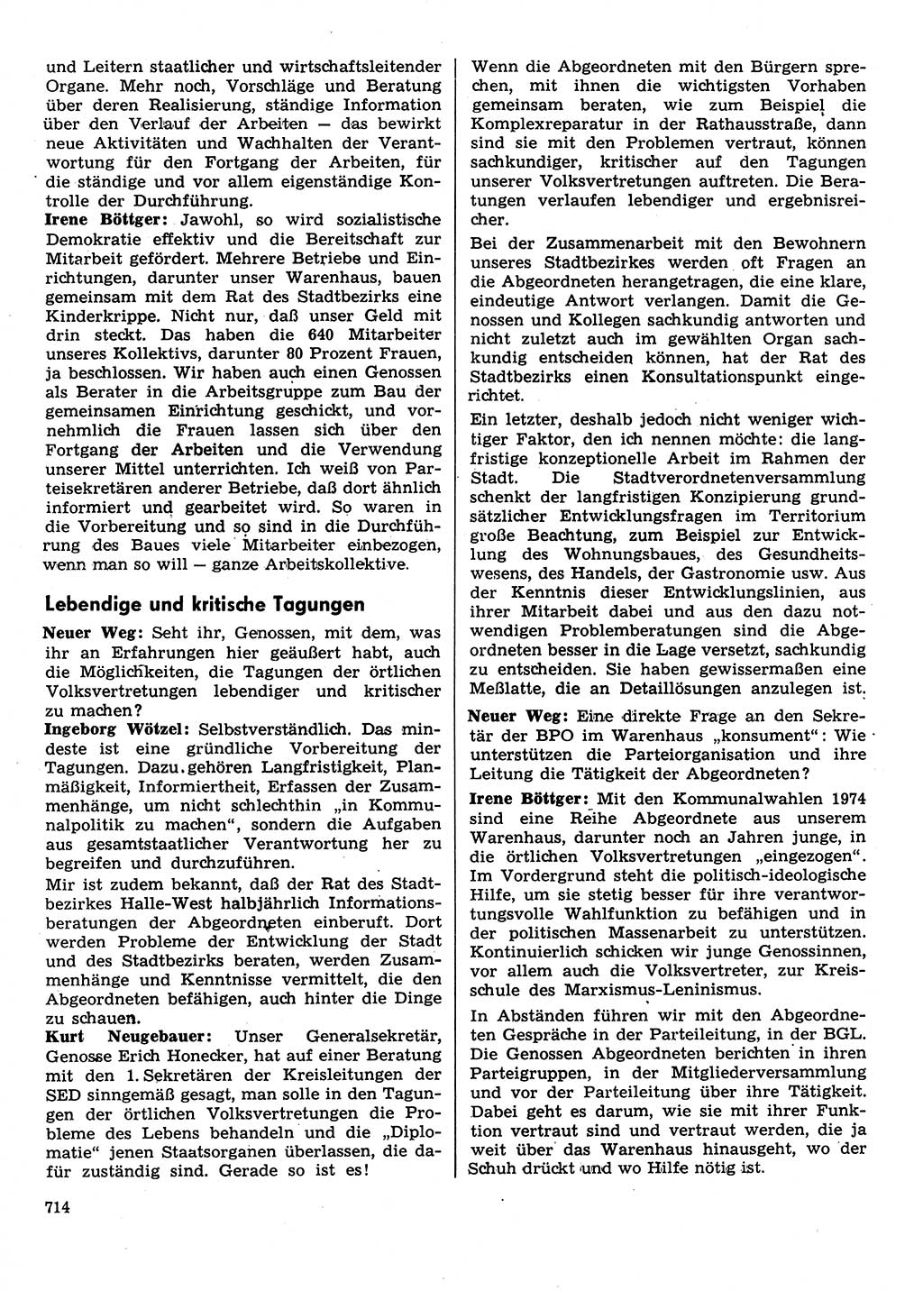 Neuer Weg (NW), Organ des Zentralkomitees (ZK) der SED (Sozialistische Einheitspartei Deutschlands) für Fragen des Parteilebens, 31. Jahrgang [Deutsche Demokratische Republik (DDR)] 1976, Seite 714 (NW ZK SED DDR 1976, S. 714)