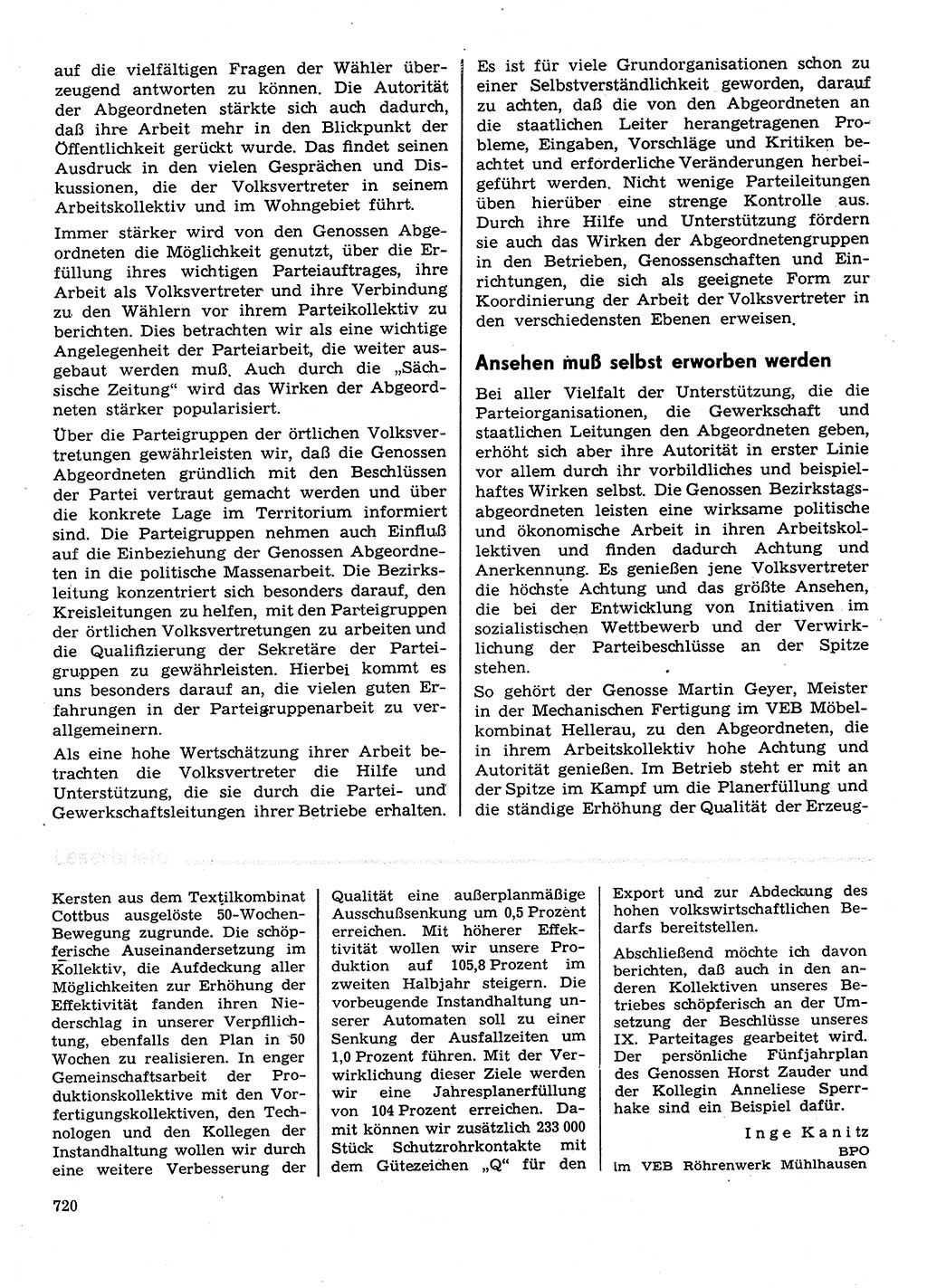 Neuer Weg (NW), Organ des Zentralkomitees (ZK) der SED (Sozialistische Einheitspartei Deutschlands) für Fragen des Parteilebens, 31. Jahrgang [Deutsche Demokratische Republik (DDR)] 1976, Seite 720 (NW ZK SED DDR 1976, S. 720)