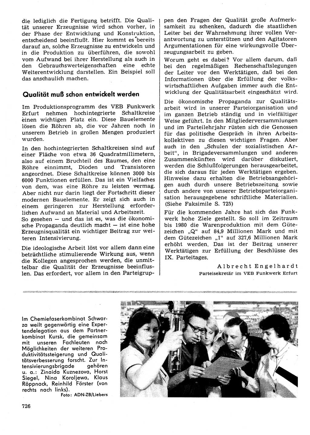 Neuer Weg (NW), Organ des Zentralkomitees (ZK) der SED (Sozialistische Einheitspartei Deutschlands) für Fragen des Parteilebens, 31. Jahrgang [Deutsche Demokratische Republik (DDR)] 1976, Seite 726 (NW ZK SED DDR 1976, S. 726)
