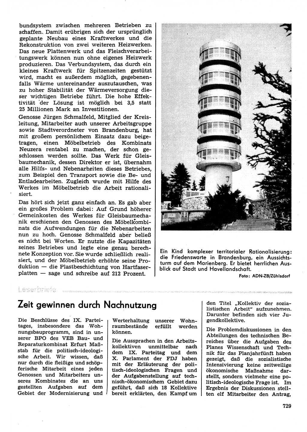 Neuer Weg (NW), Organ des Zentralkomitees (ZK) der SED (Sozialistische Einheitspartei Deutschlands) für Fragen des Parteilebens, 31. Jahrgang [Deutsche Demokratische Republik (DDR)] 1976, Seite 729 (NW ZK SED DDR 1976, S. 729)