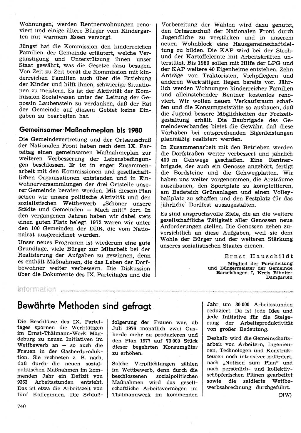 Neuer Weg (NW), Organ des Zentralkomitees (ZK) der SED (Sozialistische Einheitspartei Deutschlands) für Fragen des Parteilebens, 31. Jahrgang [Deutsche Demokratische Republik (DDR)] 1976, Seite 740 (NW ZK SED DDR 1976, S. 740)
