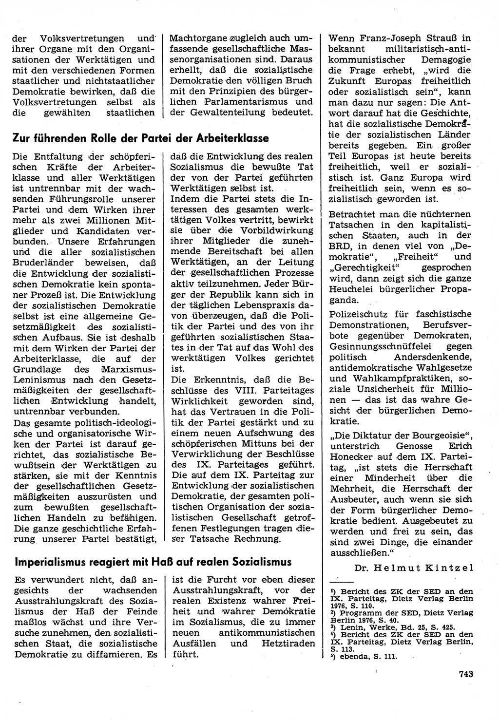 Neuer Weg (NW), Organ des Zentralkomitees (ZK) der SED (Sozialistische Einheitspartei Deutschlands) für Fragen des Parteilebens, 31. Jahrgang [Deutsche Demokratische Republik (DDR)] 1976, Seite 743 (NW ZK SED DDR 1976, S. 743)