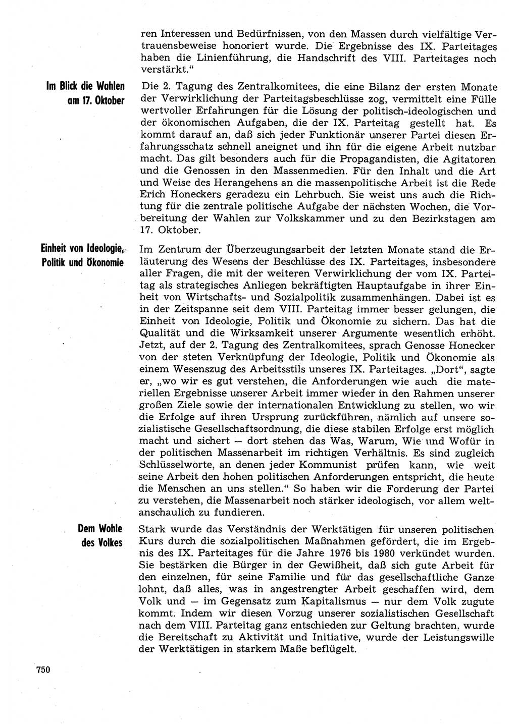 Neuer Weg (NW), Organ des Zentralkomitees (ZK) der SED (Sozialistische Einheitspartei Deutschlands) für Fragen des Parteilebens, 31. Jahrgang [Deutsche Demokratische Republik (DDR)] 1976, Seite 750 (NW ZK SED DDR 1976, S. 750)