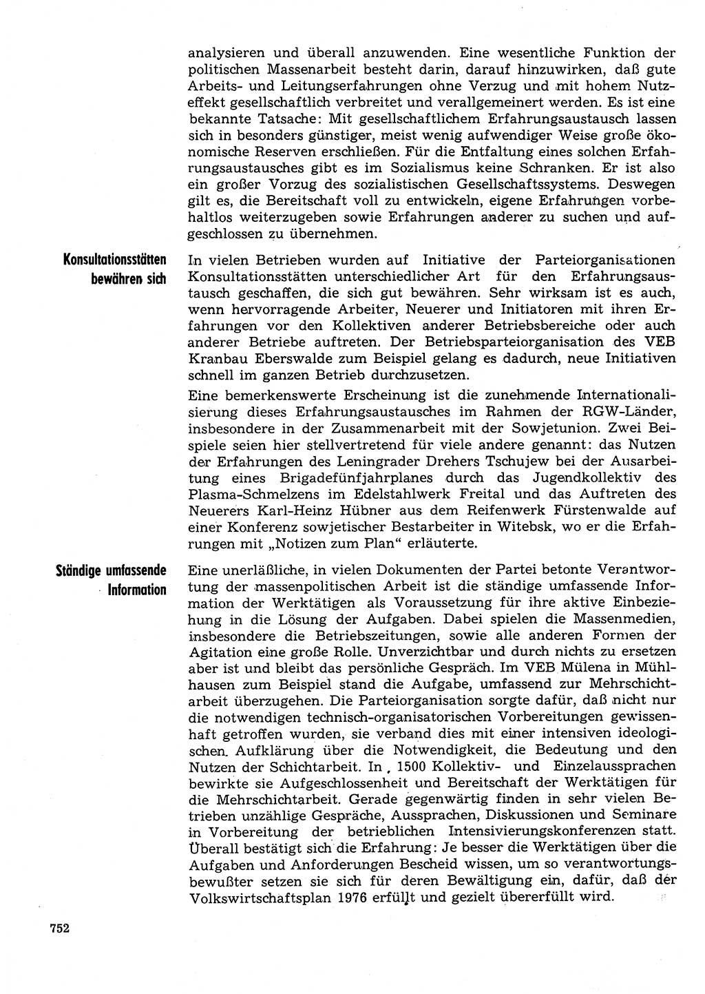 Neuer Weg (NW), Organ des Zentralkomitees (ZK) der SED (Sozialistische Einheitspartei Deutschlands) für Fragen des Parteilebens, 31. Jahrgang [Deutsche Demokratische Republik (DDR)] 1976, Seite 752 (NW ZK SED DDR 1976, S. 752)