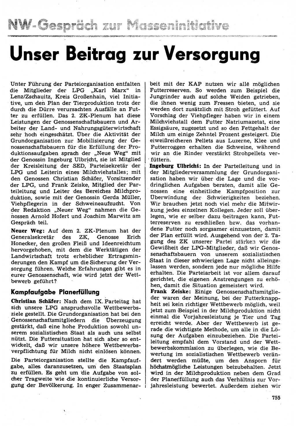 Neuer Weg (NW), Organ des Zentralkomitees (ZK) der SED (Sozialistische Einheitspartei Deutschlands) für Fragen des Parteilebens, 31. Jahrgang [Deutsche Demokratische Republik (DDR)] 1976, Seite 755 (NW ZK SED DDR 1976, S. 755)