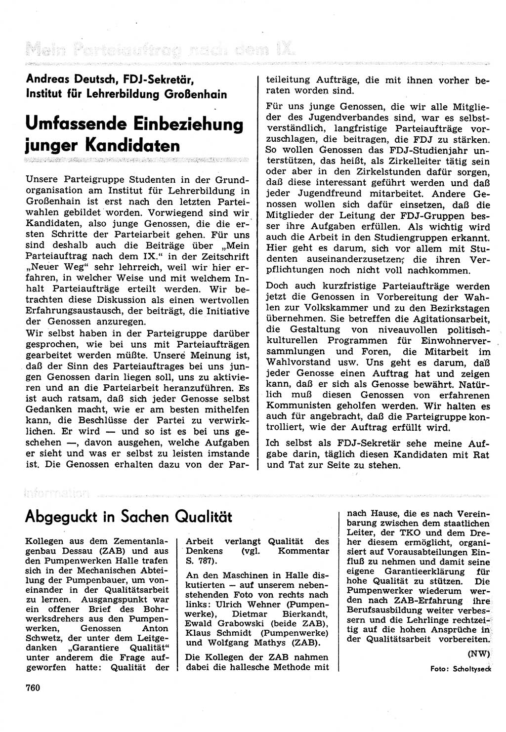 Neuer Weg (NW), Organ des Zentralkomitees (ZK) der SED (Sozialistische Einheitspartei Deutschlands) für Fragen des Parteilebens, 31. Jahrgang [Deutsche Demokratische Republik (DDR)] 1976, Seite 760 (NW ZK SED DDR 1976, S. 760)