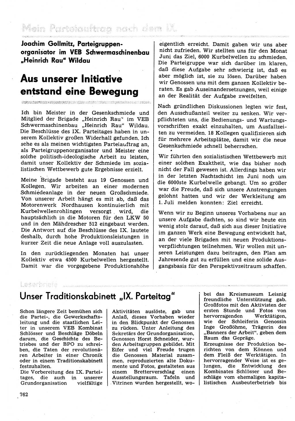 Neuer Weg (NW), Organ des Zentralkomitees (ZK) der SED (Sozialistische Einheitspartei Deutschlands) für Fragen des Parteilebens, 31. Jahrgang [Deutsche Demokratische Republik (DDR)] 1976, Seite 762 (NW ZK SED DDR 1976, S. 762)