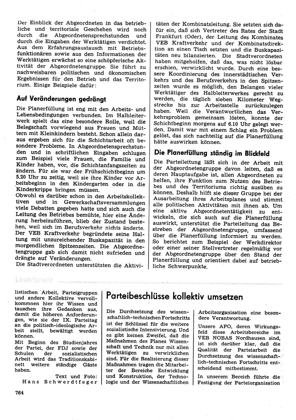 Neuer Weg (NW), Organ des Zentralkomitees (ZK) der SED (Sozialistische Einheitspartei Deutschlands) für Fragen des Parteilebens, 31. Jahrgang [Deutsche Demokratische Republik (DDR)] 1976, Seite 764 (NW ZK SED DDR 1976, S. 764)