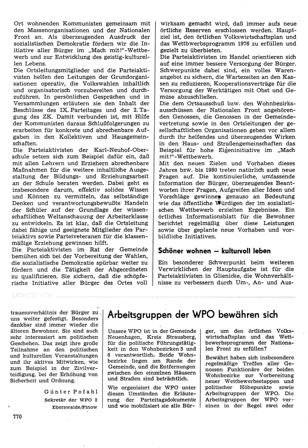 Neuer Weg (NW), Organ des Zentralkomitees (ZK) der SED (Sozialistische Einheitspartei Deutschlands) für Fragen des Parteilebens, 31. Jahrgang [Deutsche Demokratische Republik (DDR)] 1976, Seite 770 (NW ZK SED DDR 1976, S. 770)
