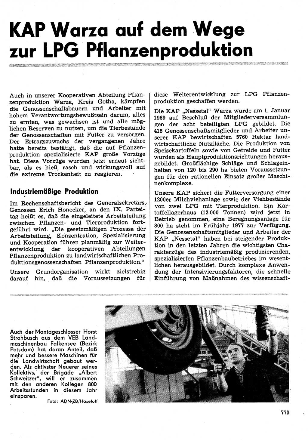 Neuer Weg (NW), Organ des Zentralkomitees (ZK) der SED (Sozialistische Einheitspartei Deutschlands) für Fragen des Parteilebens, 31. Jahrgang [Deutsche Demokratische Republik (DDR)] 1976, Seite 773 (NW ZK SED DDR 1976, S. 773)